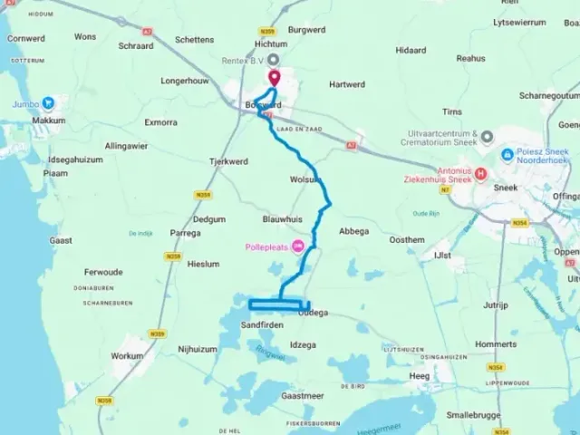 Routekaart van de Brekken-route.