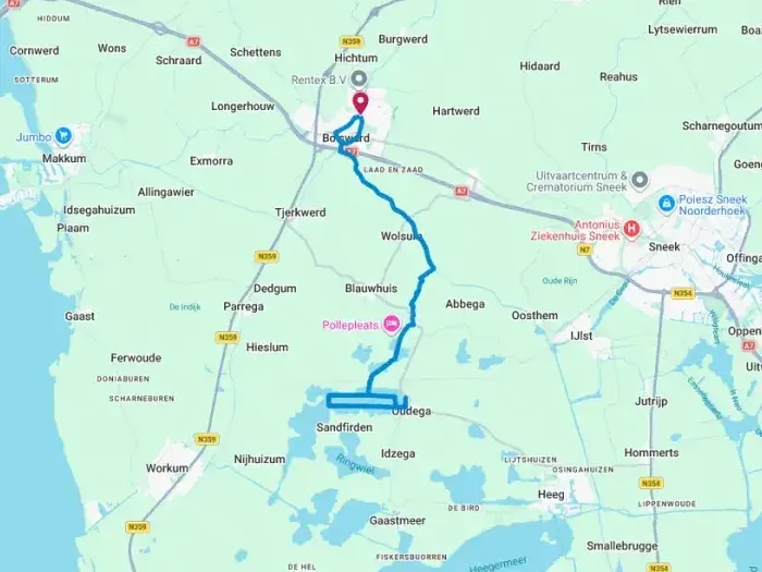 Routekaart van de Brekken-route.
