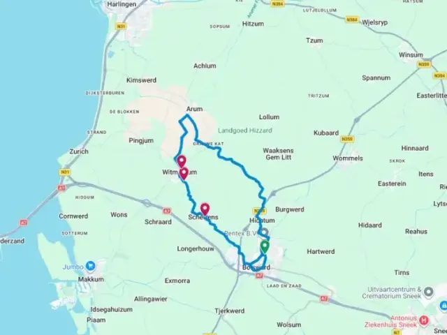 Routekaart van de Elfstedenroute.
