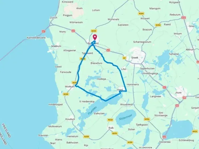 Routekaart van de Heegermeer-route.