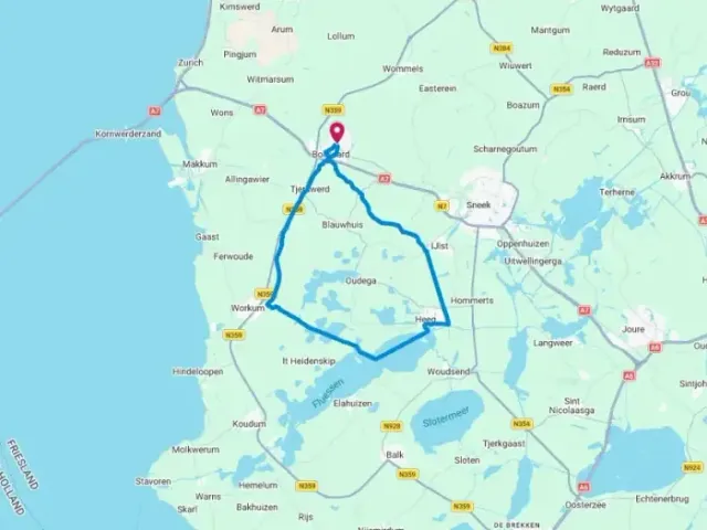 Routekaart van de Heegermeer-route.