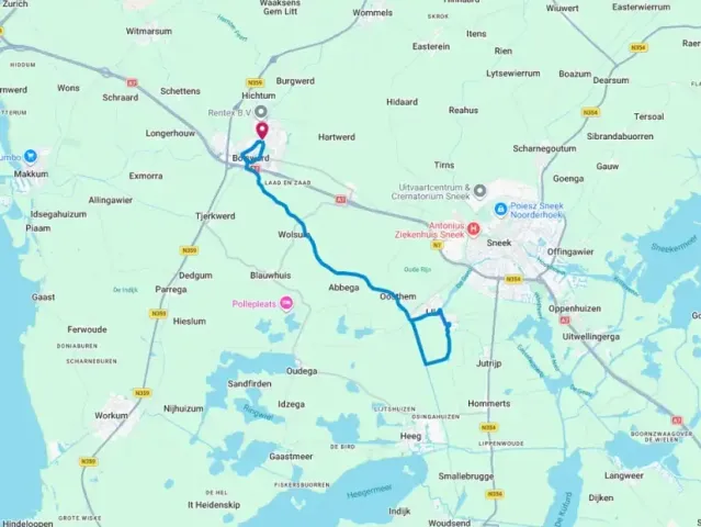 Routekaart van de Nooitgedagt-route.