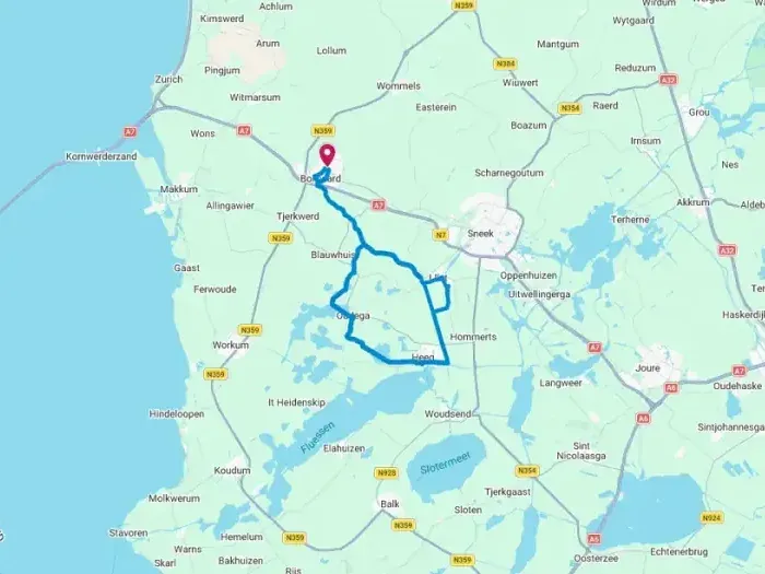 Routekaart van de Reidmar-route.