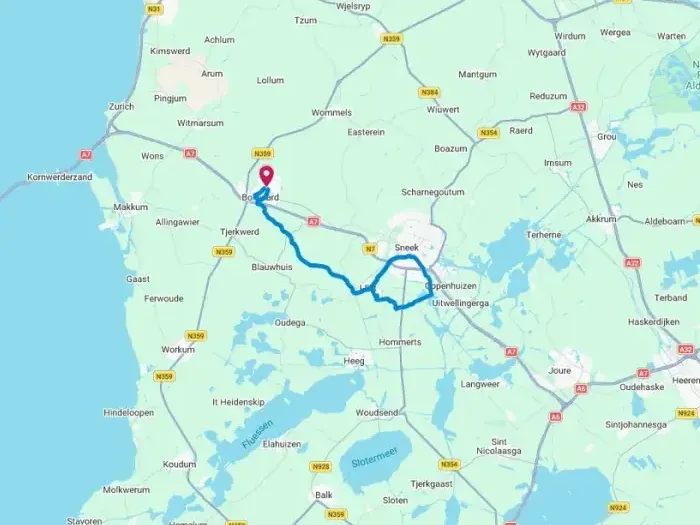 Routekaart van de Waterpoortroute.